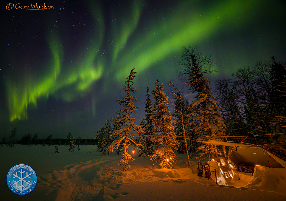 Aurora over the Wayland Snow Shed - Ice Raven - Sub Zero Adventure - Copyright Gary Waidson, All rights reserved.