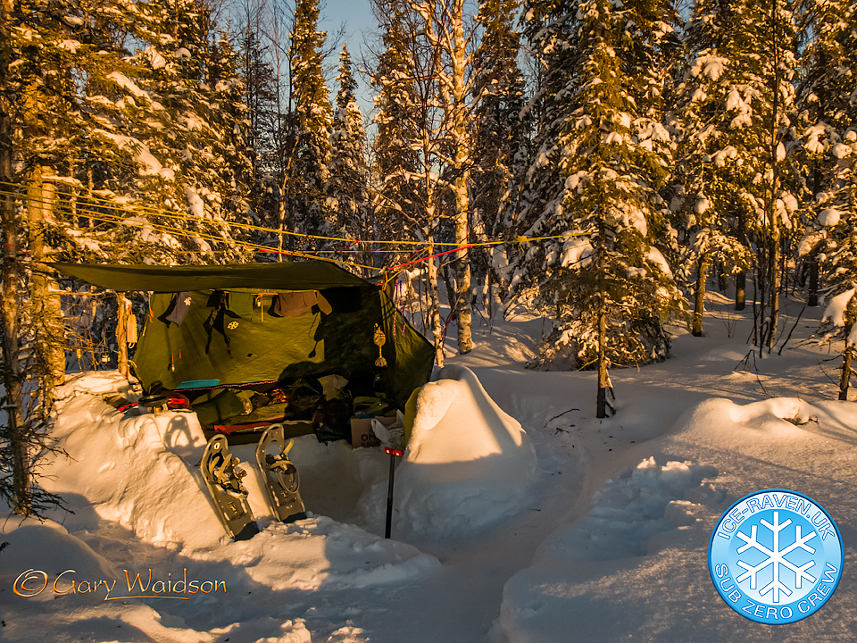Last Light on the Wayland Snow Shed - Ice Raven - Sub Zero Adventure - Copyright Gary Waidson, All rights reserved.